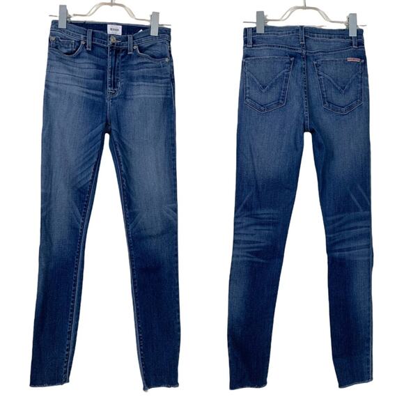 Hudson Jeans Barbara High Waist Medium Wash Raw Hem Skinny Ankle Jeans Size 26 - Picture 11 of 12